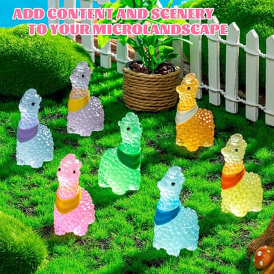5/10 stuks Lichtgevende Mini Alpaca Glow in The Dark Lama Kleine Dierfiguren DIY Knutselwerk ideaal voor Sprookjestuin W12115WW- green