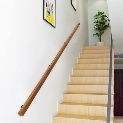 Houten trapleuning - Wandmontage leuning - Veilig traplopen - Complete kit - 300 cm - Natuurlijk hout