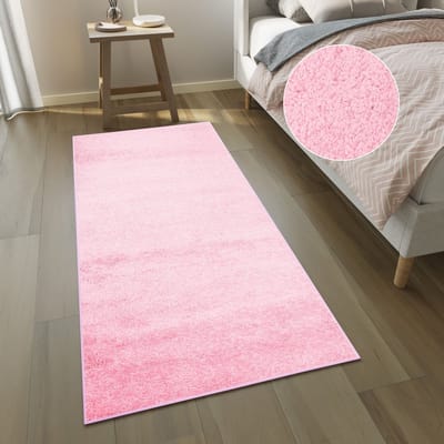 Tapiso Delhi Vloerkleed Roze Hoogpolig Loper Maat- 60x200