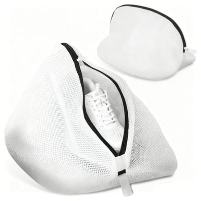 Peysaitr - Waszak - Wasschoenen zakken - Met zwart rits - bescherming - wasmachine - reisopberger - ademend net - wit - 42x24x24cm - 2 stuks