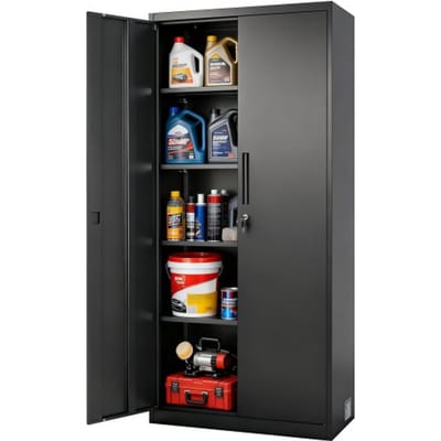 VEVOR archiefkast 80x40x175 cm, afsluitbare stalen multifunctionele kast met 4 verstelbare planken, 2 magnetische deuren, 2 sleutels en 5 niveaus, voor magazijn, kelder, wasruimte, kantoor, zwart