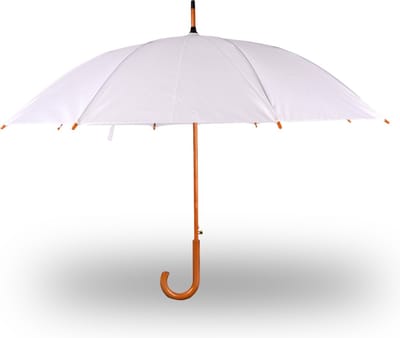 Paraplu wit - Handmatig Windproof Paraplu voor Volwassenen | 98 cm Diameter Met Houten Stok en Handvat | Witte