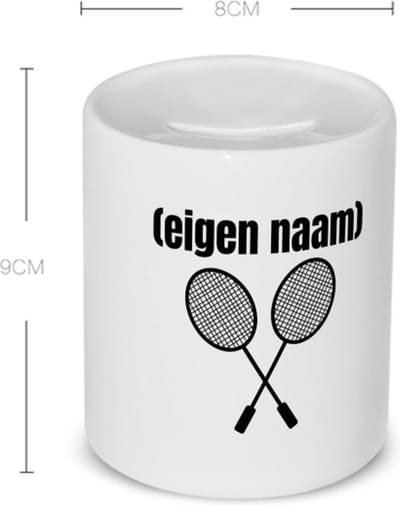 Akyol - 2 badminton rackets met eigen naam Spaarpot - Badminton - badmintonner - sport - verjaardag cadeau - kado - geschenk - 350 ML inhoud