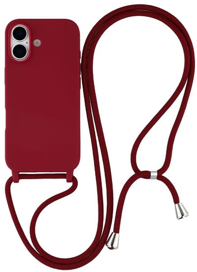 Coverup Hoesje - Geschikt voor iPhone 17 Hoesje - Coverup Siliconen Back Cover met Koord - Rood