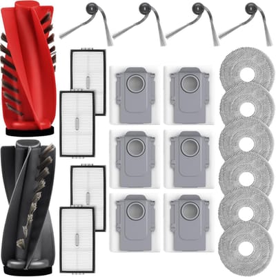 22 Stuks accessoires geschikt voor Roborock Saros 10R/P20 Ultra/P20 Plus/P20 Ultra Plus/G20S Ultra/G30 U robotstofzuiger - 2 hoofdborstels, 6 stofzakken, 6 dweilpads, 4 HEPA-filters, 4 zijborstels