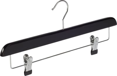 De Kledinghanger Gigant - Knijperhanger - Volwassenen - 7108BA - 30 Stuks - Lotushout - Zwart Gelakt - Verschuifbare Anti-slip knijpers - 40 cm - Rokhanger - Broekhanger - Pantalonhanger (7108BA_00/30)
