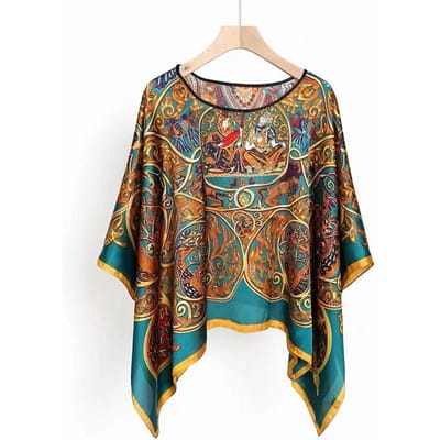 Sjaals Zomer Strand Sexy Dames Mode Print Chiffon Tuniek Bikini Cover-up Losse Blouse Zonbescherming Comfortabele Poncho M
