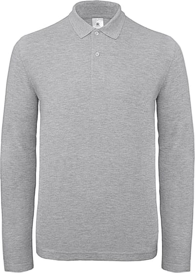 Men's Long Sleeve Polo ID.001 Heather Grijs merk B&C maat S
