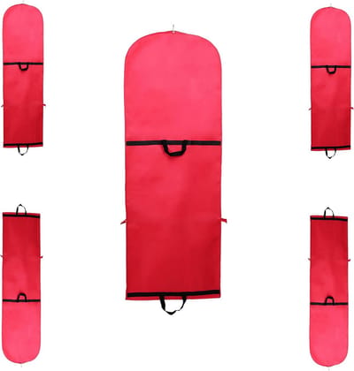 Ademende Kledinghoezen - Beschermhoezen Pakken - Langdurige Opslag - Extra Verdikt Materiaal - 5 Stuks 180cm - Rood