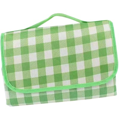 Couverture de Pique-nique Imperméable Résistante à l'Humidité Épaissie Non-tissée Pliable Portable Nappe de Pique-nique Vichy pour Plage Camping Jaune 200*200cm vert