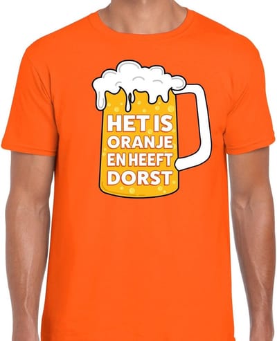 Het is oranje en heeft dorst t-shirt heren - tekst shirt Het is oranje en heeft dorst voor heren - Oranje kleding S