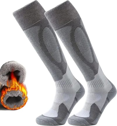 Bovista Skisokken - Ski Sokken - Warme Sokken - Lange Huissokken - Thermo - Compressie - Grijs