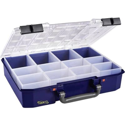 raaco CarryLite 80 4x8-12 Assortimentskoffer (l x b x h) 278 x 337 x 80 mm Aantal vakken: 12 Incl. handgreep Box Inhoud 1 stuk(s)