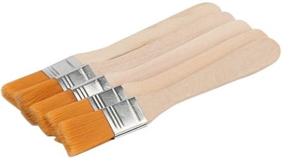MUKCHAP 50 STKS 15mm/0,6 Inch Chip Paint Kwasten, Houten Nylon Verf Kwasten, Platte Varkenshaar Borstel Kunstenaars Schilderen Borstels voor DIY, Reiniging