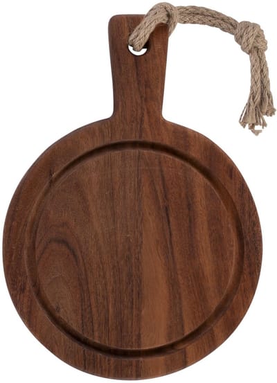 Pure Acacia Wood Borrelplank | Tapasplank | Serveerplank rond | Pizzaplank met sapgoot 20 cm