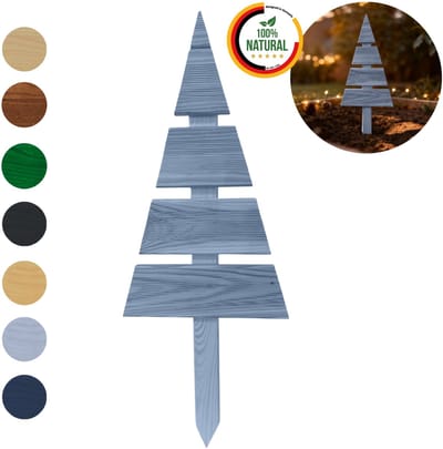 Floranica houten kerstboom, hoogte 45 cm, grijs – kerstdecoratie, kerstboom voor binnen en buiten, om in pot of in de grond te steken