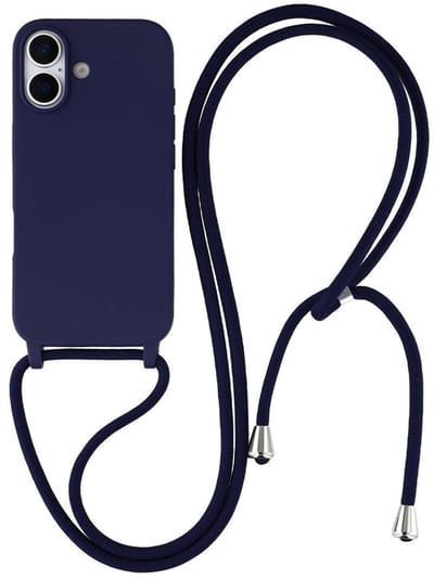 Coverup Hoesje - Geschikt voor iPhone 17 Hoesje - Coverup Siliconen Back Cover met Koord - Blauw