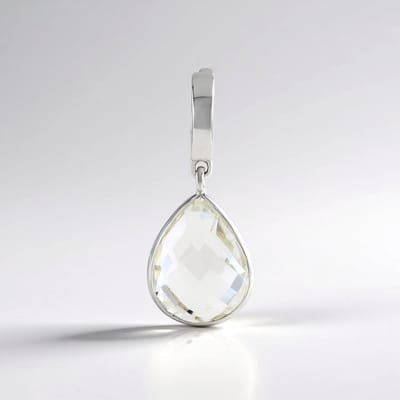 Cavill - Hanger 925 Sterling Zilver Gerhodineerd - Witte Topaas Peervorm 3,15 ct - Elegant Braziliaanse Edelsteen - Schaakbord Geslepen Druppelvorm
