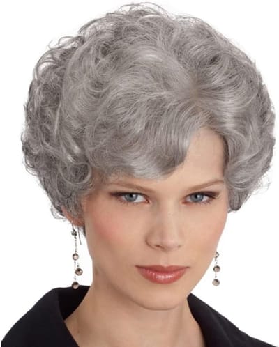 Korte Grijze Pixie-Cut Peruk met Vlecht voor Senioren en Grootmoeders Kostuum voor Kerst en Halloween Cosplay van Synthetische Vezels