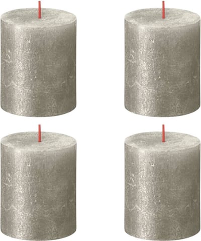 Bolsius Stompkaarsen Shimmer 4 st rustiek 80x68 mm champagnekleurig