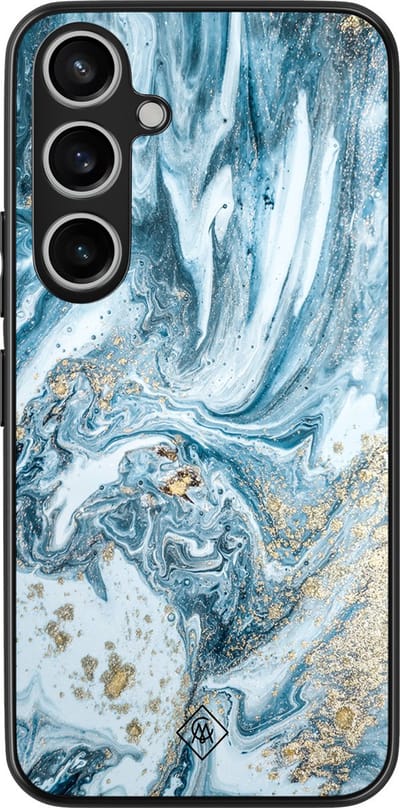 Casimoda® hoesje - Geschikt voor Samsung Galaxy A35 5G - Marble Sea - Zwart TPU Backcover - Marmer - Blauw