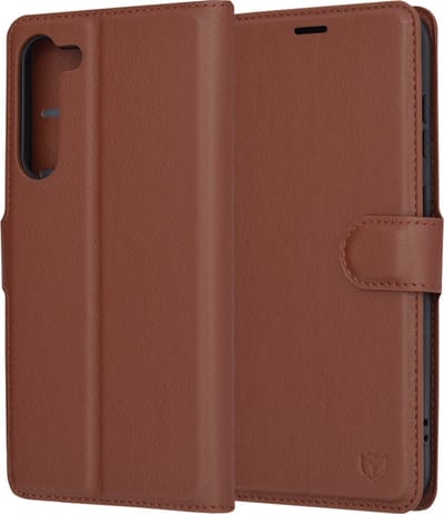 Hoesje geschikt voor Samsung Galaxy S23 Plus - Techsuit Leather Folio Book Wallet Case - Bruin