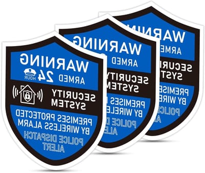 Beveiligingsborden Set - Waarschuwingsstickers - Huis Beveiligen - Zelfklevend Vinyl - 3 Stuks - Blauw