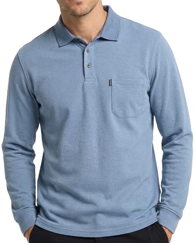CASA MODA comfort fit heren polo lange mouw - blauw dessin