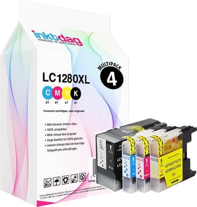 Inktdag inktcartridge voor LC1280XL, LC1280 brother inktpatronen multipack for 4 stuks voor Brother MFC-J5910 DW, Brother MFC-J6510 DW ,Brother MFC-J6710 DW ,Brother MFC-J6910 DW