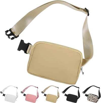 Verstelbare Heuptas voor Mannen en Vrouwen, Ideaal voor Wandelen, Reizen en Fietsen, Beige Sling Bag