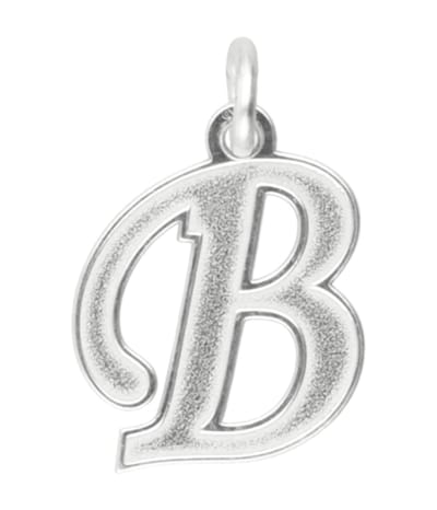 Zilveren letter B sierlijk mat-glans kettinghanger