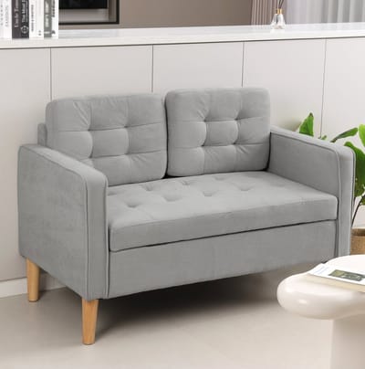 STILVORA Zitbank 117 X 62 X 78 Cm - 2-Zits Met Opbergruimte En Gecapitonneerde Rugleuning - Voor Woonkamer Slaapkamer Of Werkkamer - Fluweel Lichtgrijs
