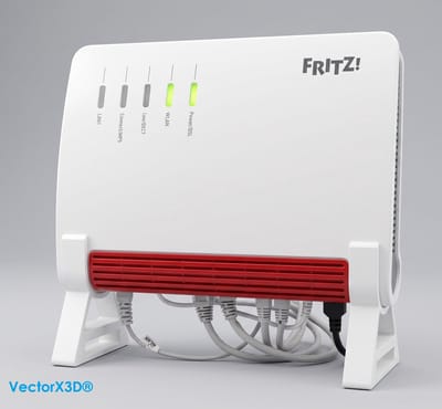 Houder geschikt voor de FRITZ!Box 7590 Alles-in-een Modem en Router Tafel Standaard | Stevige Kwaliteit Beugels - VectorX3D®