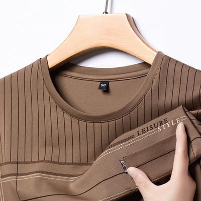 Zomer Nieuw Effen Kleur Korte Mouw Heren Jong en Middelbaar Volwassen Casual Recht Ronde Hals Dun Ademend Heren T-shirt 4XL beige