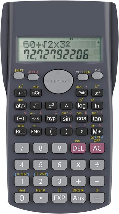 Wetenschappelijke rekenmachine met dubbele regel, ideaal voor school en werk, zwart
