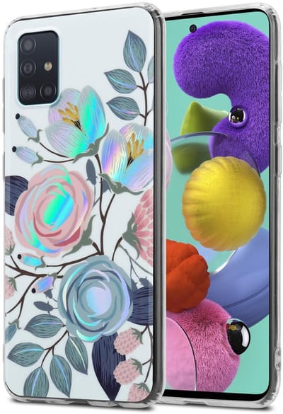 Cadorabo Hoesje geschikt voor Samsung Galaxy A51 4G / M40s in PIOENEN - Beschermhoes gemaakt van TPU siliconen Case Cover met bloemenmotief