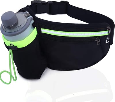 Verstelbare Heuptas met Fleshouder voor Hardlopen, Fietsen, Wandelen en Fitness - Zwart, 21 x 20 cm