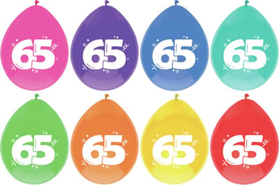 Haza Ballonnen - 65 jaar - leeftijd verjaardag - 8x stuks - 29 cm - versiering - feestartikelen