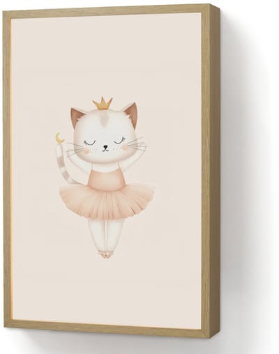 Nachtlampje 40x60 cm - Kinder lamp - Ballerina - Kitten - Beige - Tafellamp kinderkamer draadloos - Slaapkamer lampje - Bedlamp kinderen - Kinderlampje - Wandlamp babykamer - Nachtlampjes