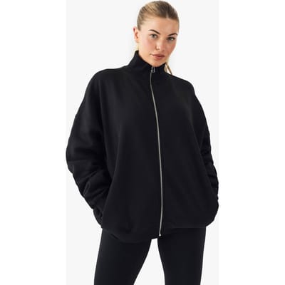 boohoo Dames Funnel Neck Zip Through Oversized Bomber Sweatshirt | Zwart | Maat: XS