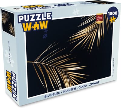 Puzzel Bladeren - Planten - Goud - Zwart - Luxe - Legpuzzel - Puzzel 1000 stukjes volwassenen