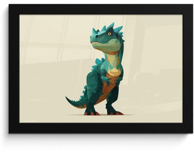 Poster in lijst - Fotolijst 30x20 cm - Posters - Stekels - Dino - Blauw - Gespierd - Posterlijst zwart - Decoratie - Wanddecoratie woonkamer - Muurdecoratie slaapkamer
