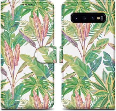 Cadorabo Hoesje geschikt voor Samsung Galaxy S10 4G - Design Groen Regenwoud No. 8 - Beschermhoes Case Cover met magnetische sluiting, standaardfunctie en kaartvakje