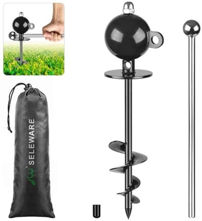 Hond Tie Out Stake voor Grote Honden tot 220 LB - Anti-Roest, Gratis Rotatie, Eenvoudige Installatie