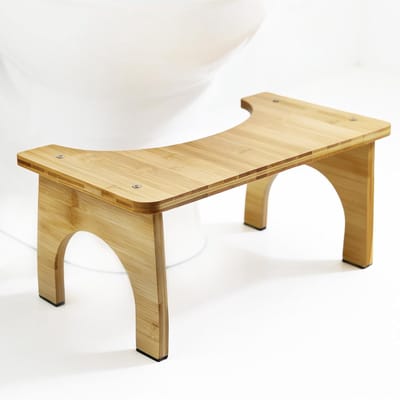 Toiletkruk - Badkamerkruk - Gezonde Zithouding - U-vormig Design - 20 x 40 x 16.8 cm - Houtkleur