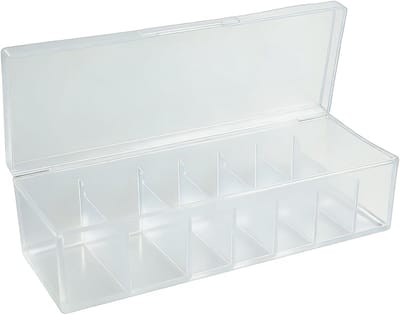 Kaartdoos met 5 Compartimenten, DIN A8, 27.7 x 10 x 8 cm, Ideaal voor Leerkaarten, Visitekaartjes en Notities, Geschikt voor tot 800 Kaarten