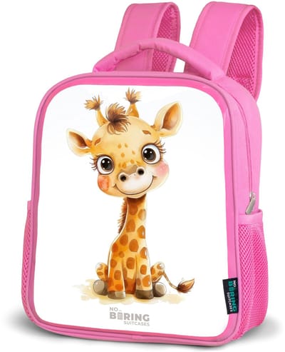 NoBoringSuitcases.com® - Rugzak roze - Schooltas meisjes - Baby giraffe - Kinder rugtas meisje - Boekentas kind - Kinderrugzak voor school - Schoolrugzak