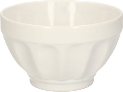 5Five Soepkommen/schaaltjes - Colorama - keramiek - D14 x H9 cm - ivoor wit - Stapelbaar - Ribbels decoratie
