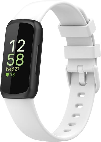 By Qubix - Compatible Fitbit bandje - Geschikt voor fitbit Inspire 3 - Sportbandje met gesp - Maat: Large - Wit
