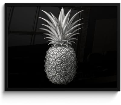 Poster in lijst - Fotolijst 80x60 cm - Posters - Ananas - Gedetailleerd - Bladeren - Posterlijst zwart - Decoratie - Wanddecoratie woonkamer - Muurdecoratie slaapkamer